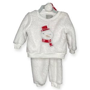 Kyle & Deena 6-9M Months Snowman Christmas Soft White Plush 3 Piece Set Hat